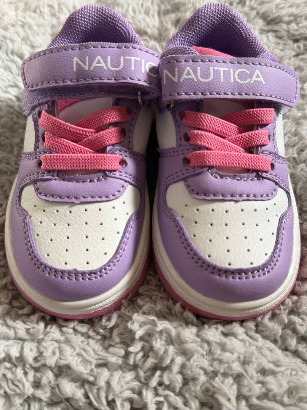 Nautica Kids Lavender, White & Pink Hook-and-Loop Sneakers